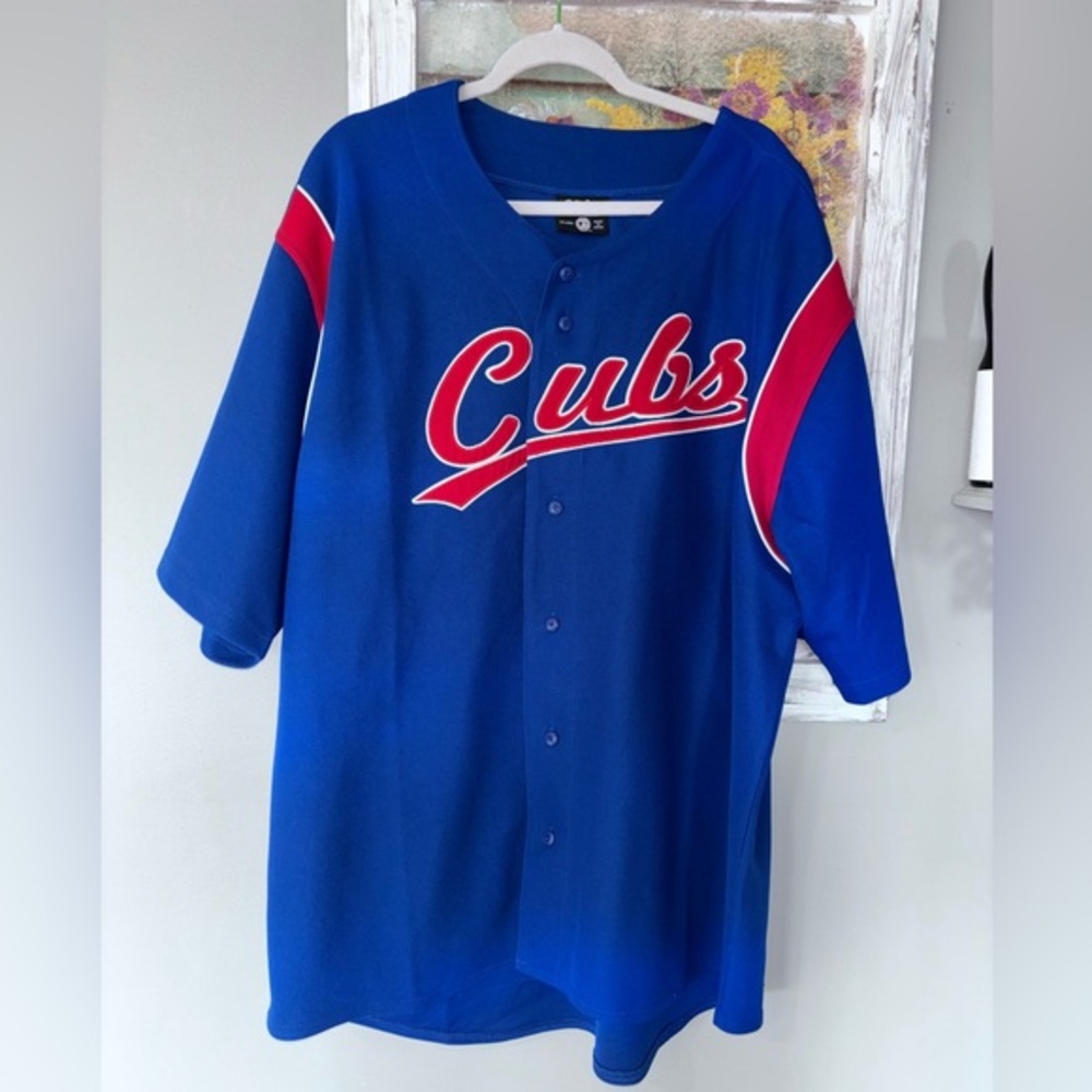 Stitches Chicago Cubs Button Front Embroidered Jersey Blue Men’s 2X